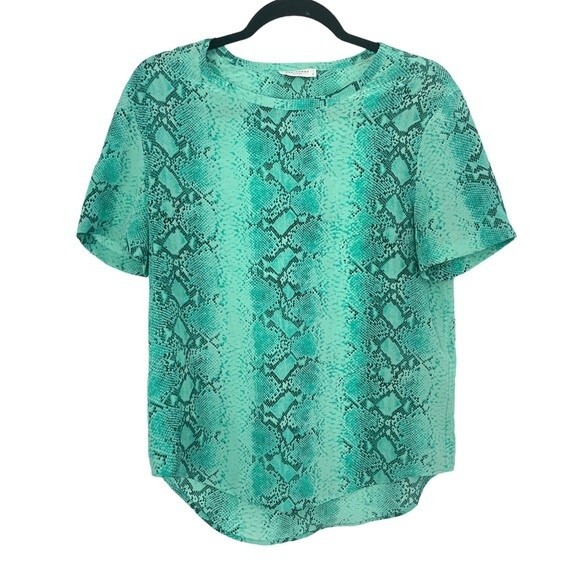 Equipment shirt womens Green Snake Print Button Down Silk Blouse sz small - Picture 1 of 7